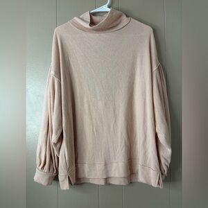 We The Free Blush Pink Pink Soft Sweater Open Back Turtleneck Ribbed XSmall